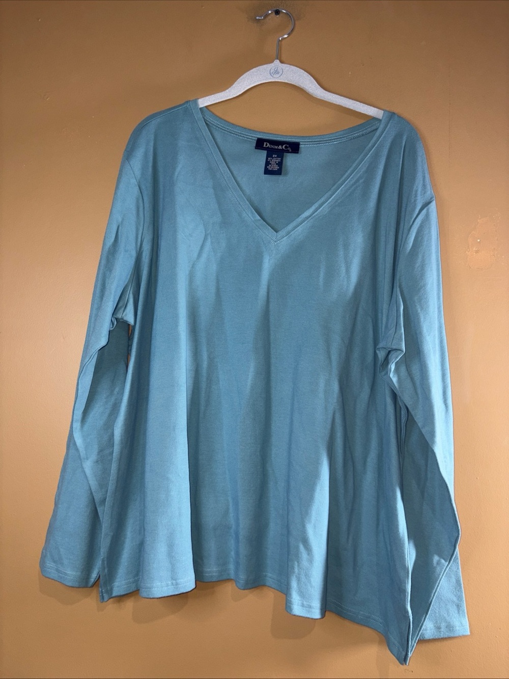 HC866. D&Co With Long Sleeve Tunic T-Shirt Blue Green Women's 2X A74794 - Picture 2 of 5